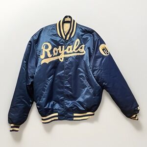 VTG Kansas City Royals Starter Jacket‎ XL Satin Diamond Collection MLB Blue 90s